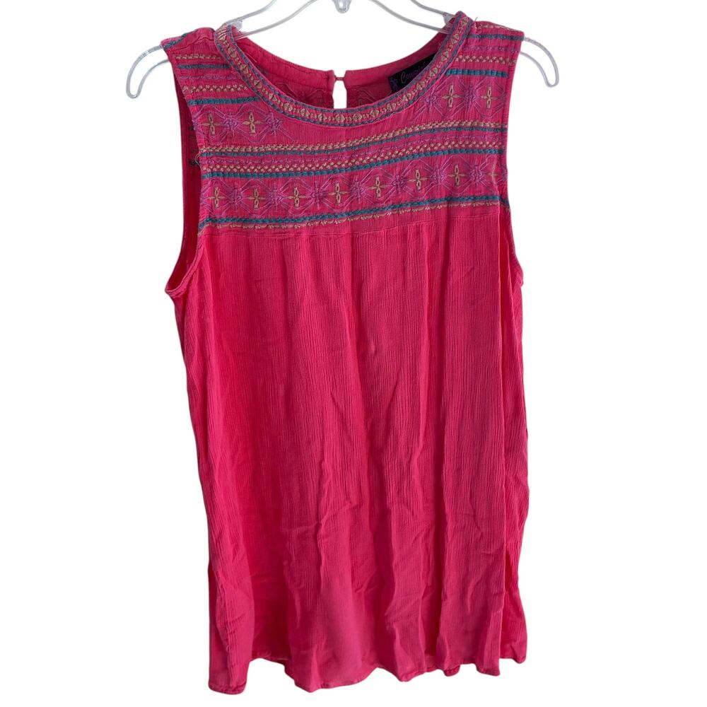 Cowgirl Legend XXL Pink Embroidered Sleeveless Boho Peasant Tank Top Plus